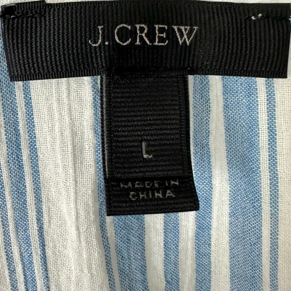 J.Crew Coastal Grandma Bohemian Embroidered Linen Oversized Boxy Tee Large Gold